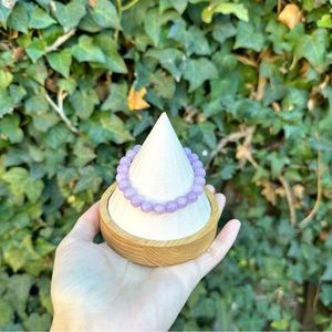 5A+ Quality - 100% Natural Lavender Purple Kunzite Beaded Bracelet w/ Cat Eye